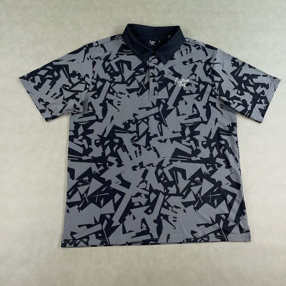 Eastside Golf Shatter Print Signature Golf Polo Black/Charcoal Grey Men's Large